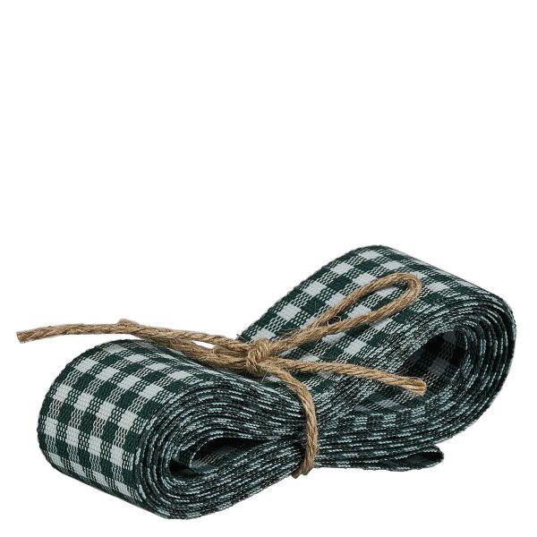 Grönt/vitt tygband för dekoration 300cm