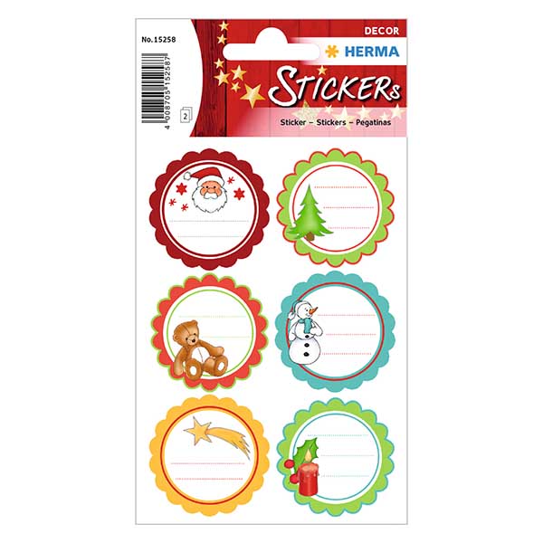 Klistermärken med julhälsningar (12 med glitter) Klistermärken med julhälsningar (12 med glitter)