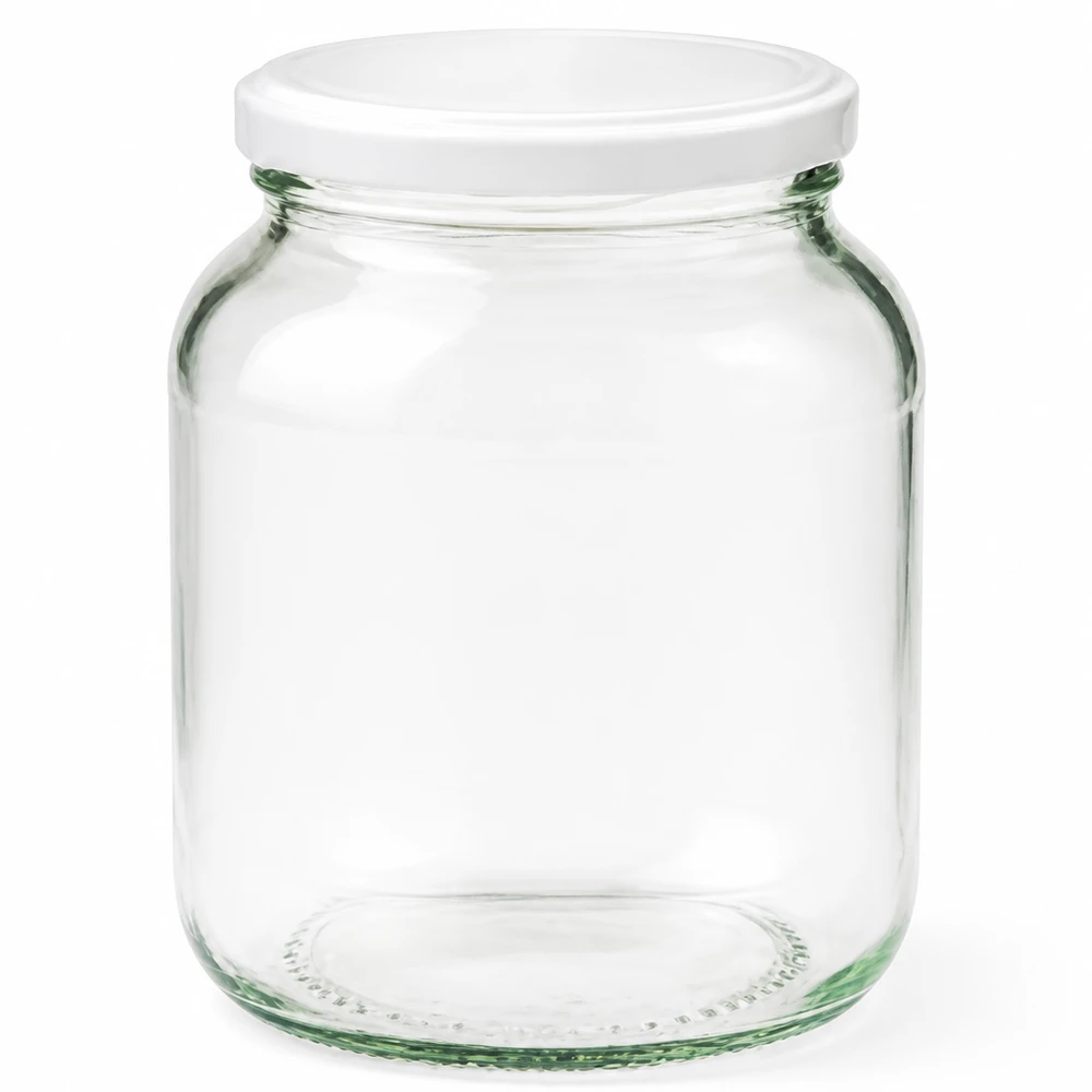 Oval burk 370 ml med lock BasicSeal vit UNiTWIST 370 ml oval konserveringsburk med vitt BasicSeal-lock UNiTWIST System transparent tom förvaringsburk