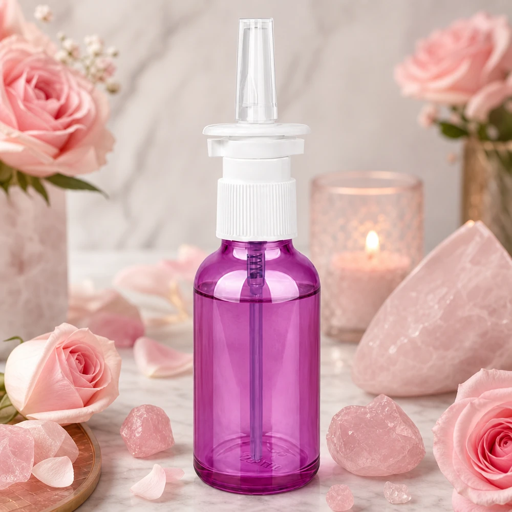 Högkvalitativ 30 ml nässprayflaska med STD-gänga UT18 i snygg lila design för professionellt bruk