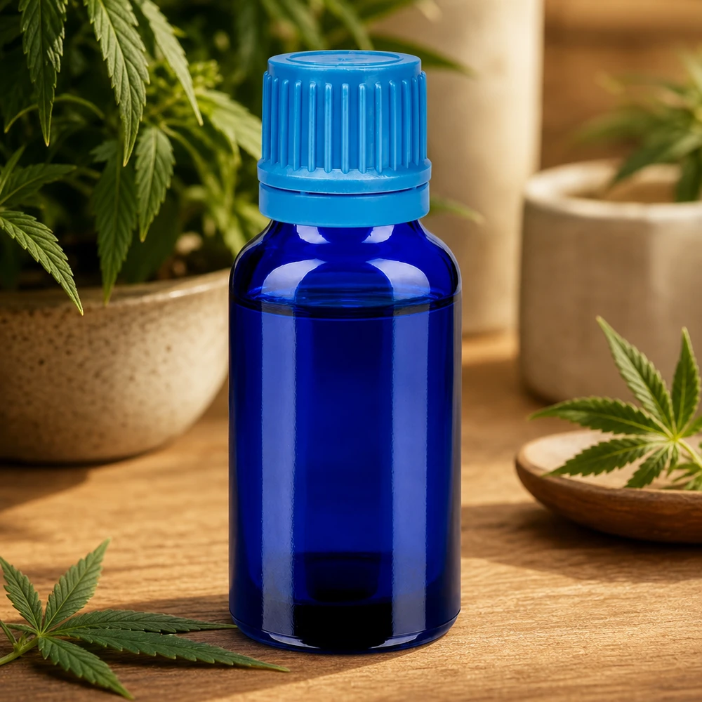 20 ml BlueLine glasflaska med UV-skydd tack vare mörkblått glas för ljuskänsliga ämnen