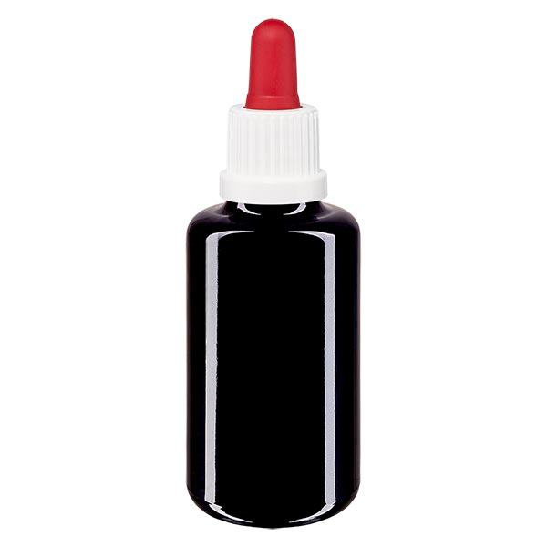 Apoteksflaska violett 30 ml pipett vit/röd med säkerhetsförslutning Apoteksflaska violett 30 ml pipett vit/röd med säkerhetsförslutning