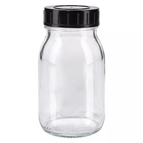 150 ml flaska med vid hals, klarglas med skruvkork 150 ml flaska med vid hals, klarglas med skruvkork