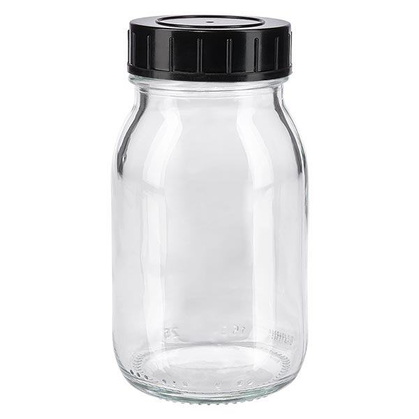 150 ml flaska med vid hals, klarglas med skruvkork 150 ml flaska med vid hals, klarglas med skruvkork