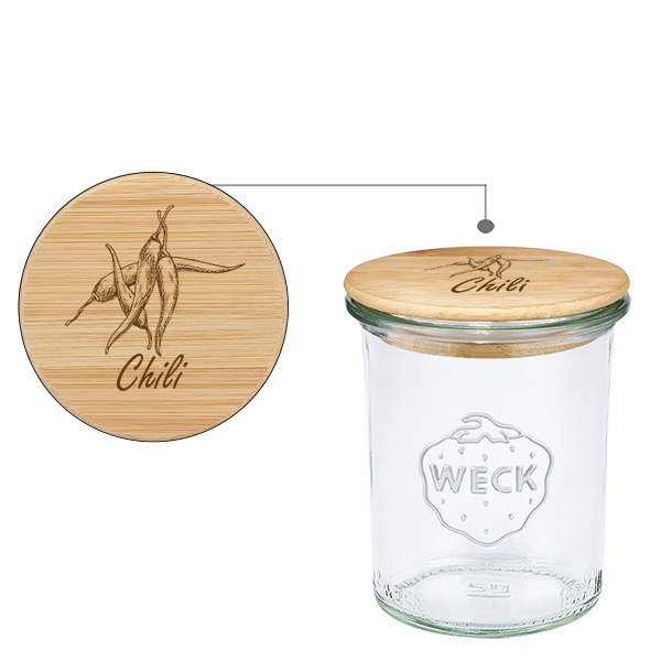 Trälock Chilli med WECK-glas med fot 160 ml