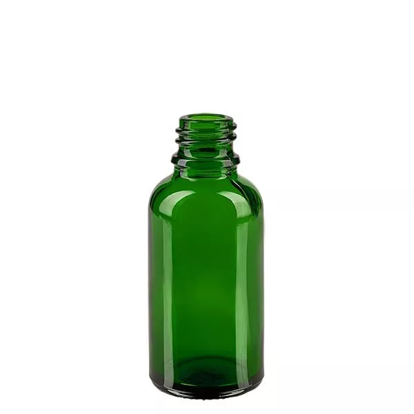 Droppflaska 30ml DIN 18 hällring grönt glas Droppflaska 30ml DIN 18 hällring grönt glas