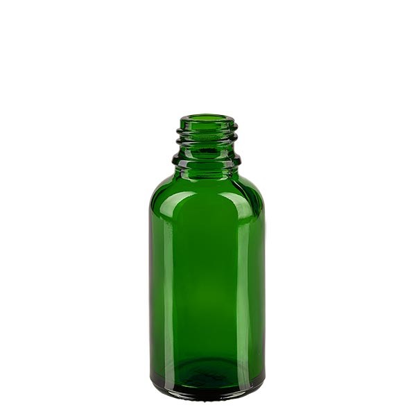 Droppflaska 30ml DIN 18 hällring grönt glas Droppflaska 30ml DIN 18 hällring grönt glas