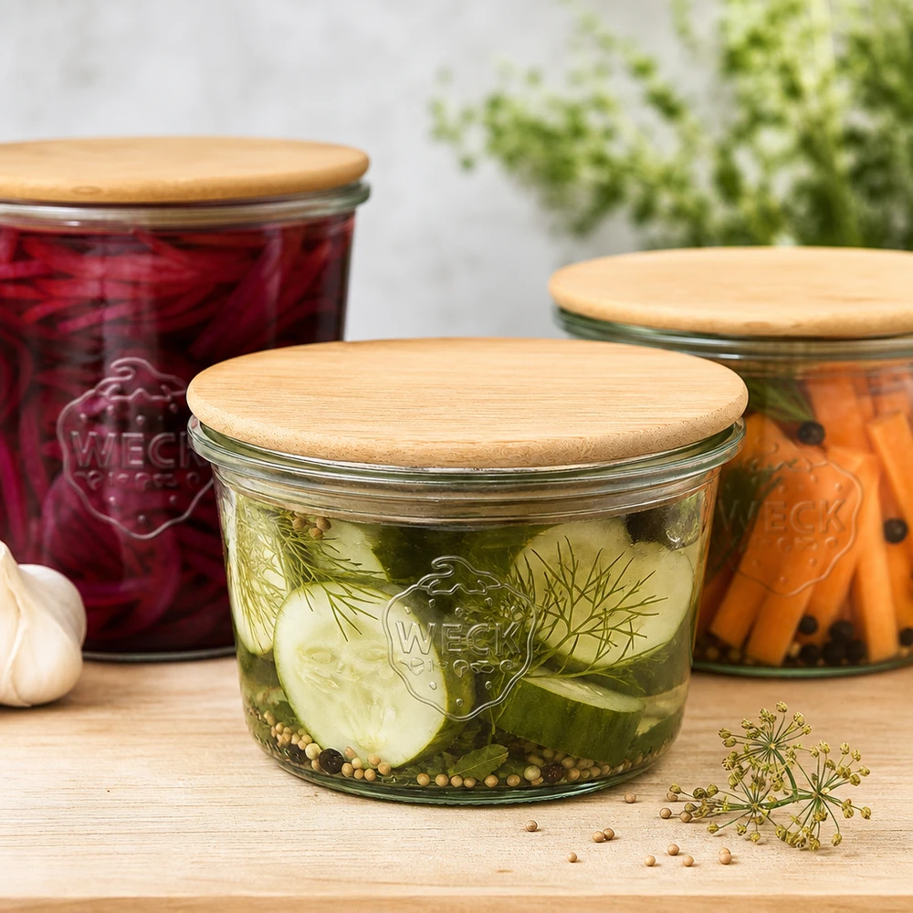 WECK 80ml RR60 trälock inlagda gurkor fermentering grönsaker konservering köksredskap