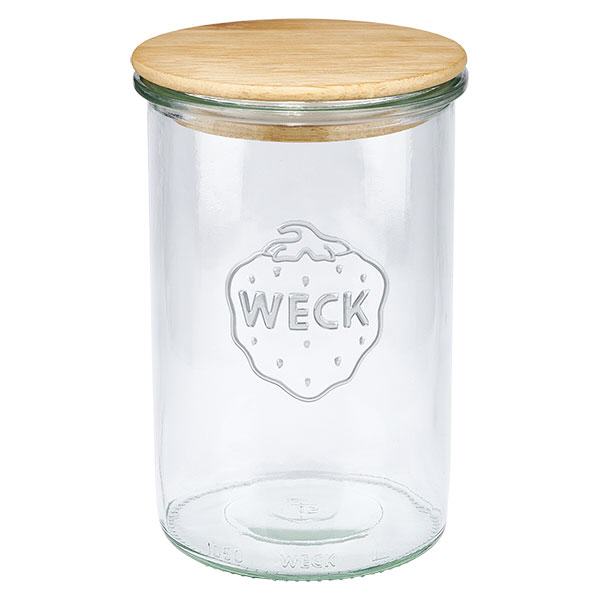 1000ml WECK RR100 Krossade glasögon med trälock
