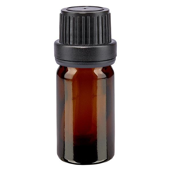 Apoteksflaska brun 5ml skruvkork svart tätningsinsats manipulationsskyddad förslutning Apoteksflaska brun 5ml skruvkork svart tätningsinsats manipulationsskyddad förslutning
