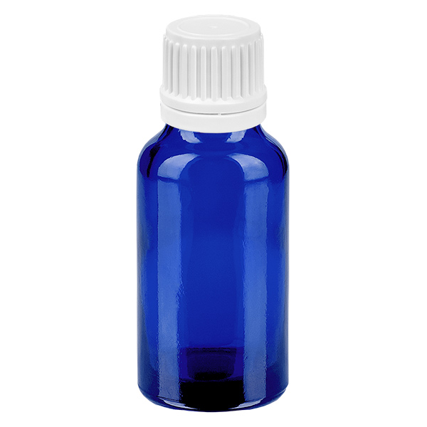 20ml flaska 11mm skruvkork vit med säkerhetsförslutning BlueLine UT18/20