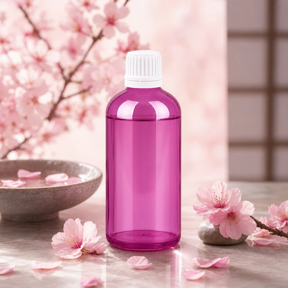 100ml droppflaska 0,7mm vit Originality skruvkork PurpleLine UT18/100 Tom 100ml droppflaska i transparent violett med barnsäkert lock för DIY-kosmetika