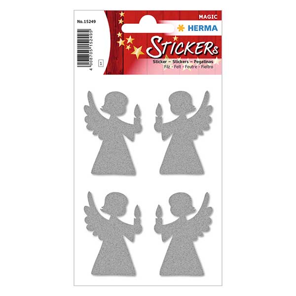 Filtklistermärken "Ängel" (4 klistermärken med glitter) Filtklistermärken "Ängel" (4 klistermärken med glitter)