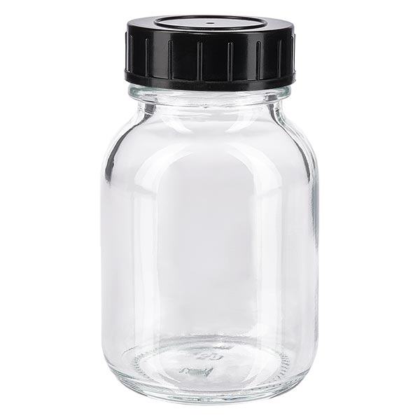 50ml flaska med bred hals, klarglas med skruvlock