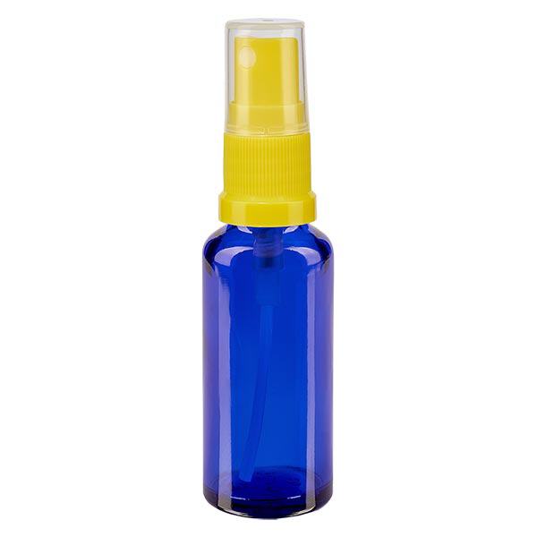 Apoteksflaska blå 30ml med gul spraytopp Apoteksflaska blå 30ml med gul spraytopp