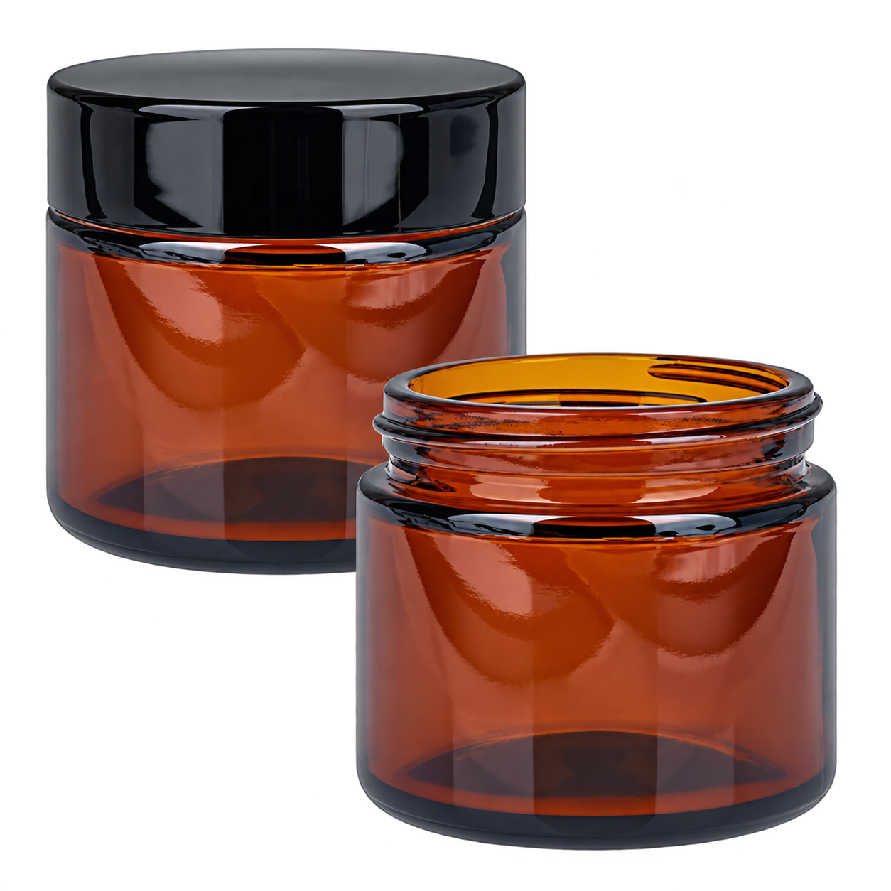 Pots en verre brun