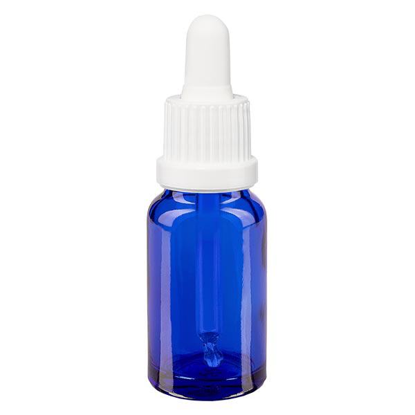 Apoteksflaska blå 10ml pipett vit med manipuleringssäkert lock Apoteksflaska blå 10ml pipett vit med manipuleringssäkert lock