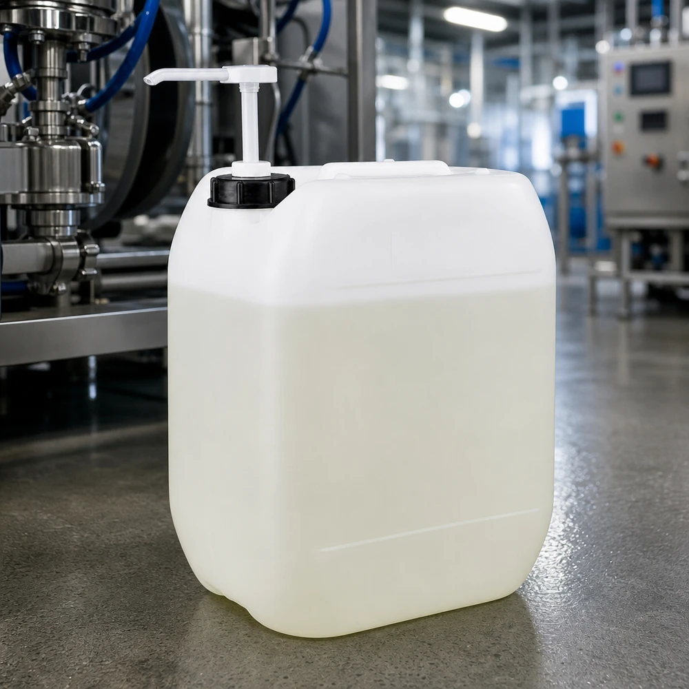 Dunk 10 liter med doseringspump Genomskinlig industrikanister på 10 liter med inbyggd doseringspump, tillverkad i en modern produktionsanläggning