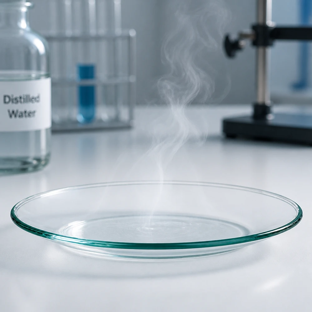 Klockformad glasskål ø80 mm Vaporising watch glasskål 80mm visar förångningsprocessen i professionellt kemilaboratorium