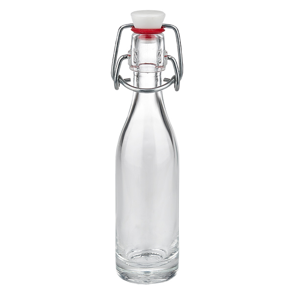 50ml glasflaska + svängbar topp PVC UNiTWIST 50 ml glasflaska med svängbar topp PVC UNiTWIST - liten flaska med metallklämma och vit kork