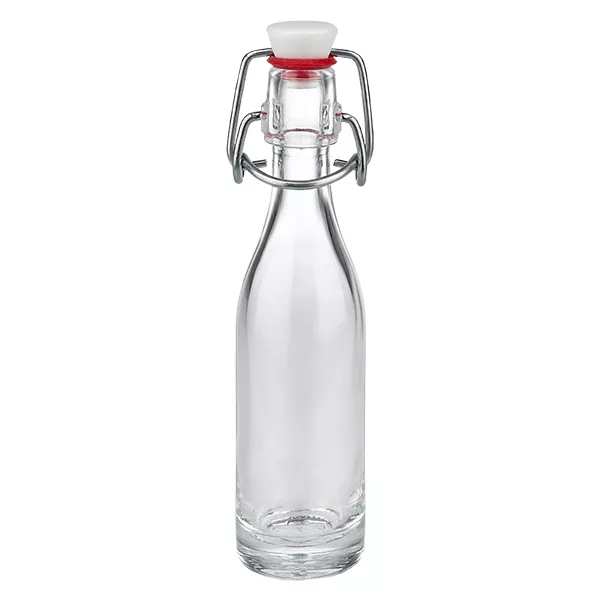 50 ml glasflaska med svängbar topp PVC UNiTWIST - liten flaska med metallklämma och vit kork