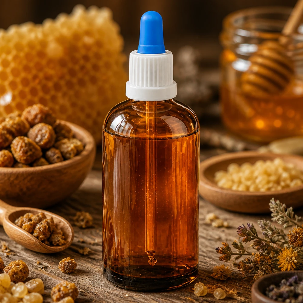 100 ml pipettflaska vit/blå med säkerhetsförslutning BrownLine UT18/100 Högkvalitativ 100 ml pipettflaska av bärnstensfärgat glas med exakt dropplock för naturprodukter