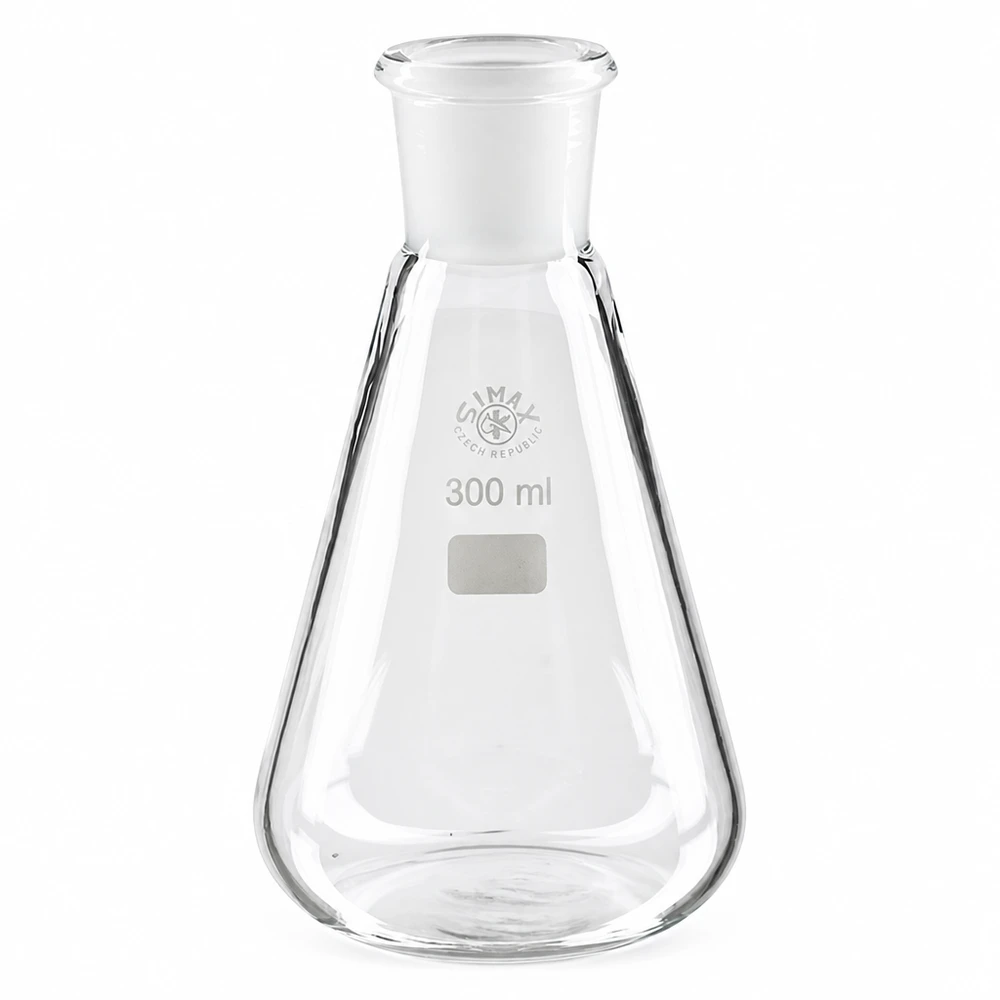 Erlenmeyerkolv 300 ml av borosilikatglas med standardslipad fog 29/32 för laboratoriebruk