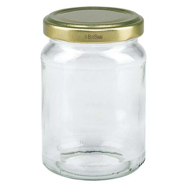 205 ml rund burk med UNiTWIST BioSeal-lock i guld