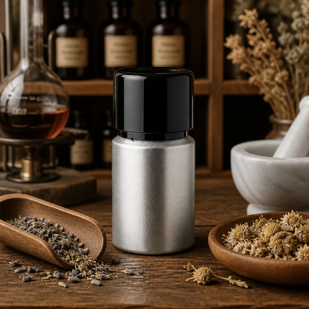 10ml flaska i färgat aluminium med skruvkork 10 ml aluminiumflaska med matt yta - idealisk för aromaterapi och naturkosmetik