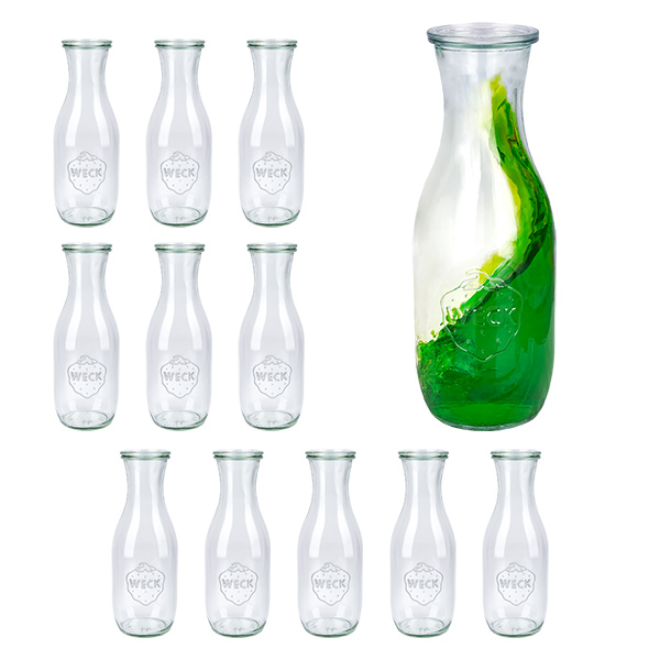 Set med 12 Weck-juiceglas, 1062 ml, med 12 glaslock Set med 12 Weck-juiceglas, 1062 ml, med 12 glaslock