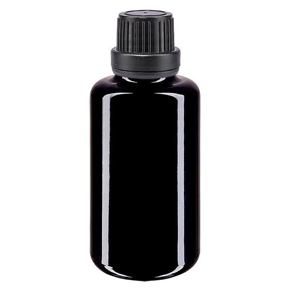 Apoteksflaska violett 30ml dropplock hällring 2mm svart manipuleringsfri förslutning Apoteksflaska violett 30ml dropplock hällring 2mm svart manipuleringsfri förslutning