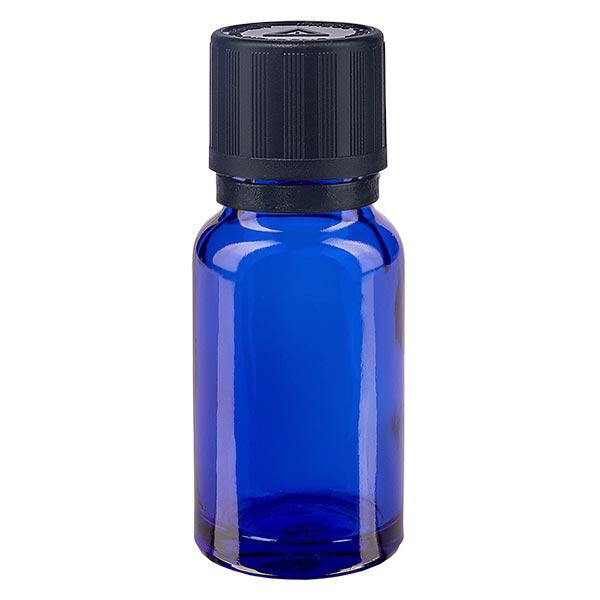 Apoteksflaska blå 10ml dropplock hällring 1mm svart barnsäkerhetslås blind varningssymbol manipuleringsfri förslutning Apoteksflaska blå 10ml dropplock hällring 1mm svart barnsäkerhetslås blind varningssymbol manipuleringsfri förslutning