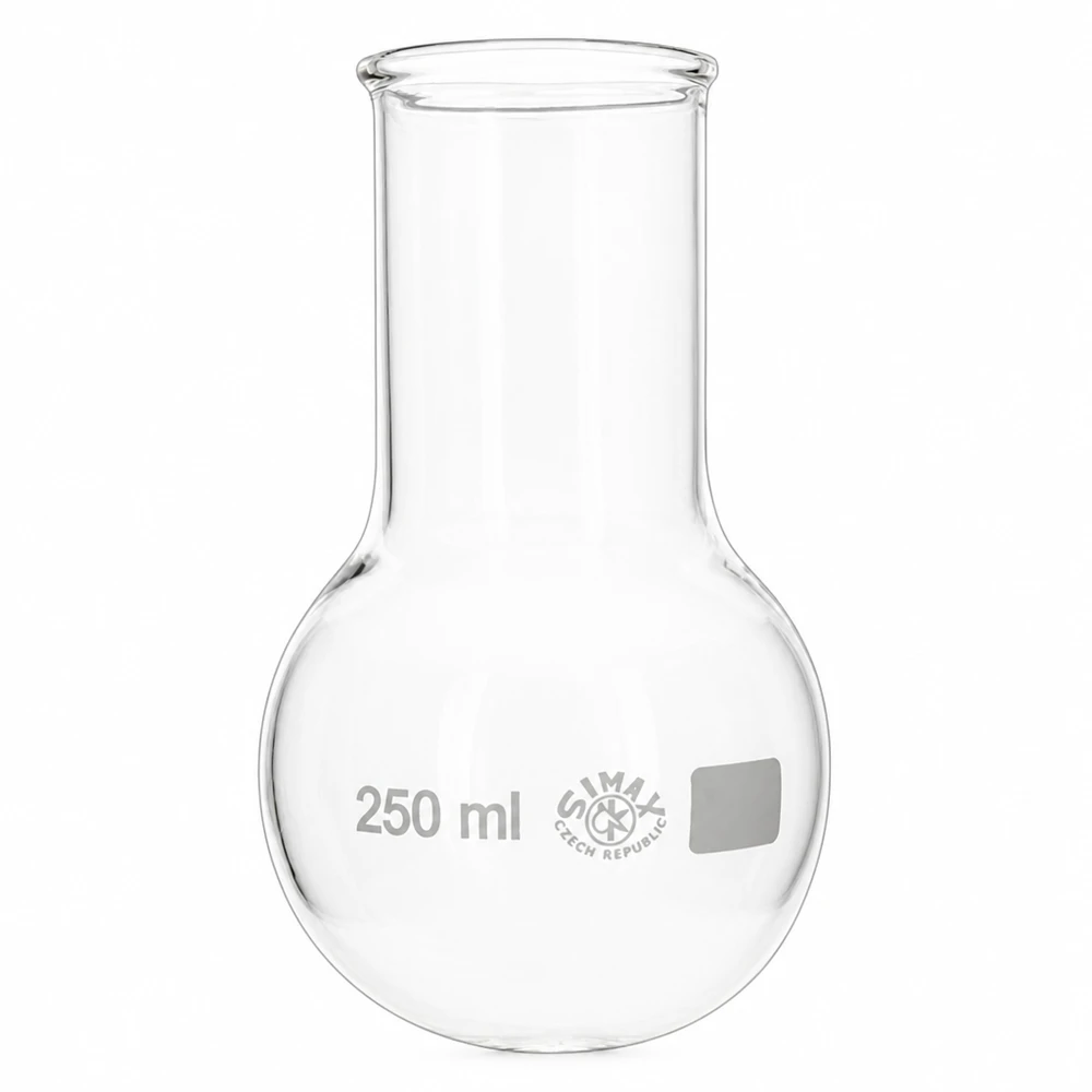 Rundkolv 250 ml med bred hals av borosilikatglas för laboratorieteknik och kemiska experiment