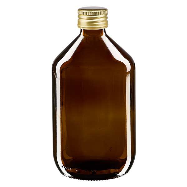 500 ml medicinflaska brun, med guldfärgat aluminiumlock ApoGlas 500 ml medicinflaska brun, med guldfärgat aluminiumlock ApoGlas