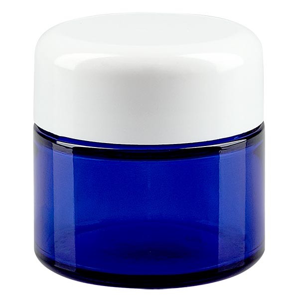50ml glasburk. kungsblå, med vitt bakelitlock ApoGlas 50ml glasburk. kungsblå, med vitt bakelitlock ApoGlas