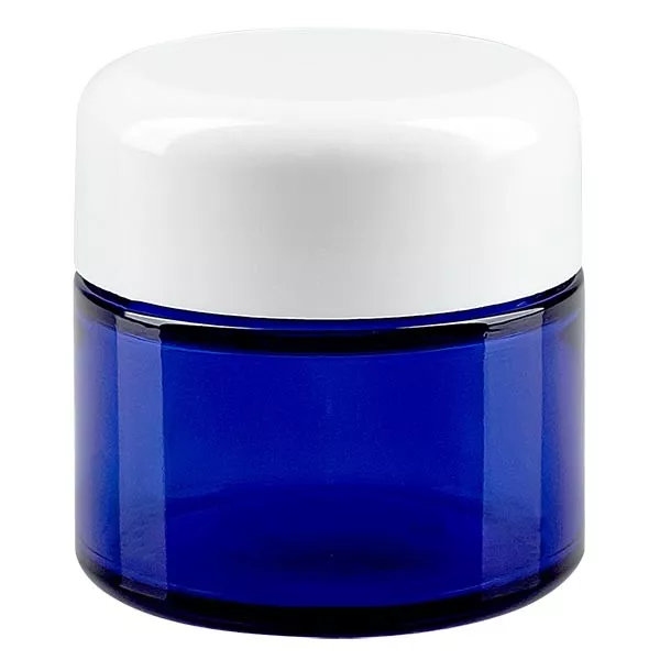 50ml glasburk. kungsblå, med vitt bakelitlock ApoGlas 50ml glasburk. kungsblå, med vitt bakelitlock ApoGlas