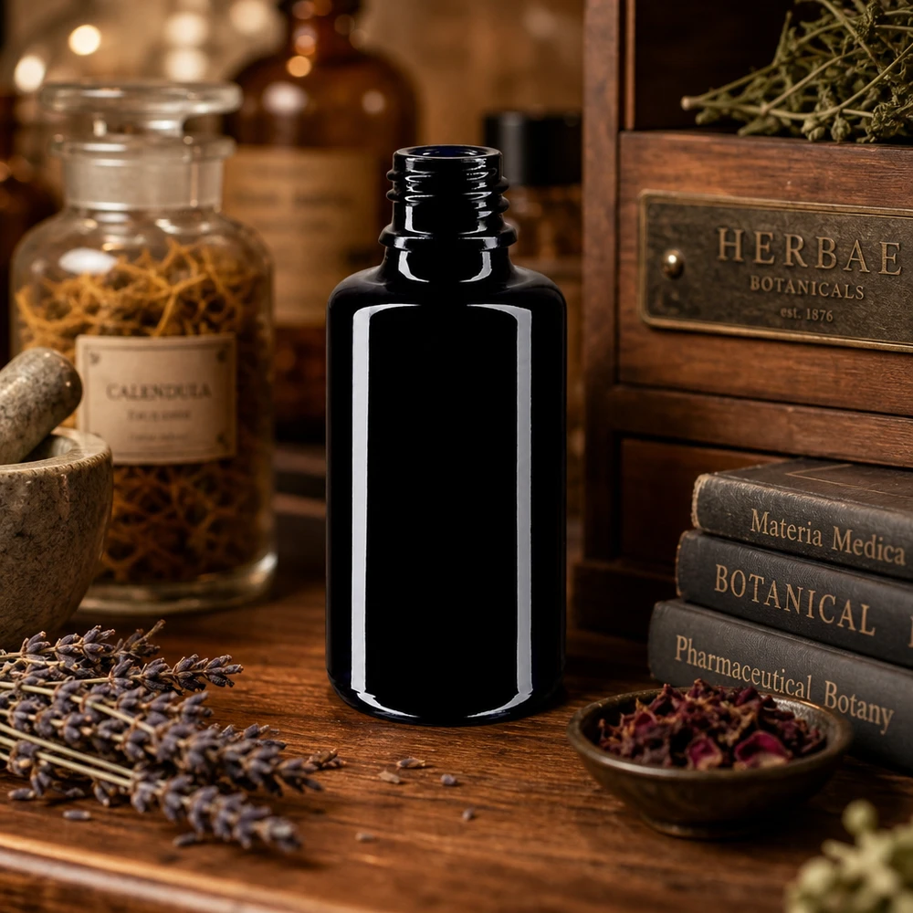 30 ml Orion droppflaska tillverkad av robust violett Miron-glas för växtbaserade essenser och naturläkemedel