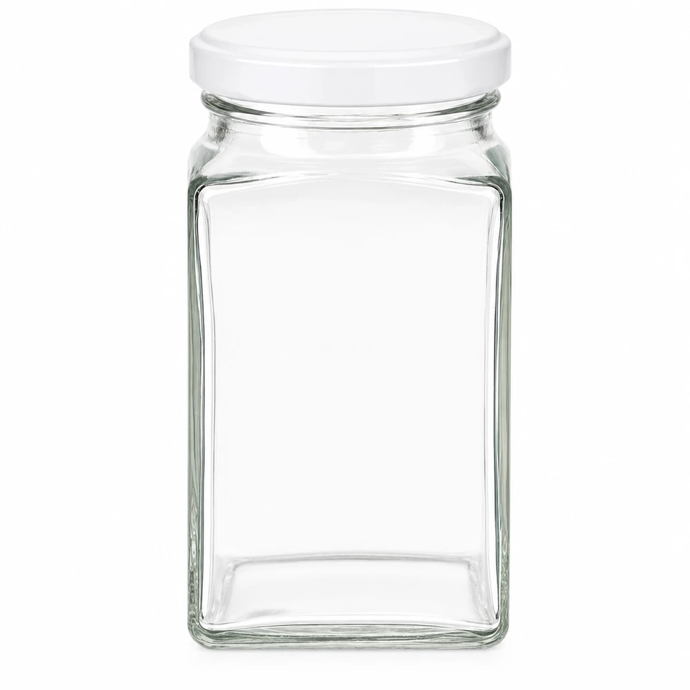 Tetra burk 260 ml med lock BasicSeal vit UNiTWIST 260 ml tetraburk med vitt BasicSeal-lock tom fyrkantig burk för matförvaring förvaringsburk