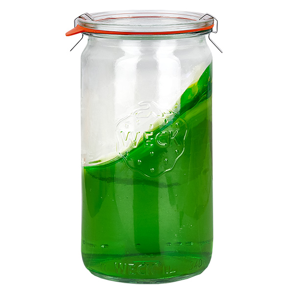 Set med 12 Weck-burkar 340 ml cylinderburkar med 12 glaslock Set med 12 Weck-burkar 340 ml cylinderburkar med 12 glaslock