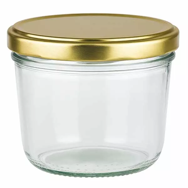 230 ml murarburk med gyllene BasicSeal-lock UNiTWIST - tom murarburk med skruvlock av glas