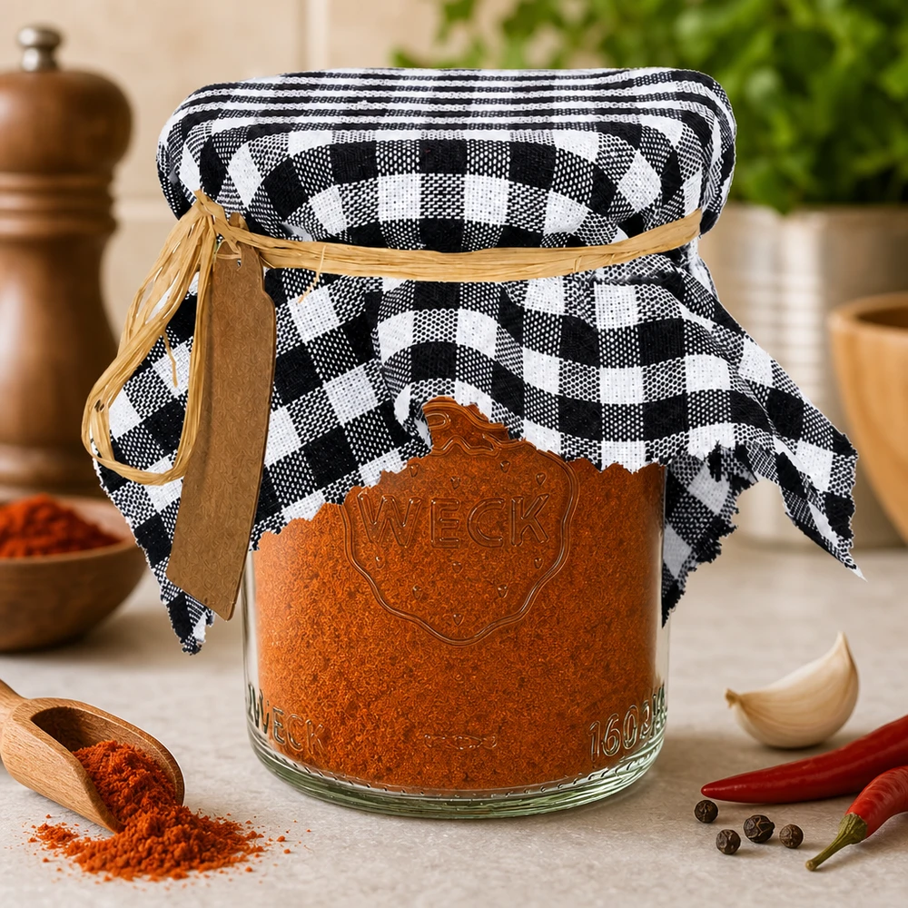 Material-servett, svart, rutig, 15 cm, kvadratisk Svartvitrutig dukat med paprikakrydda i en konservburk Köksdekoration med chili och vitlök 15cm kvadrat