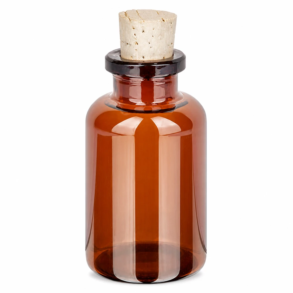 Bärnstensfärgad glasflaska 20ml med kork 11/14mm Braunglas Vorratsflasche 20ml mit Korken 11/14mm für Flüssigkeiten
