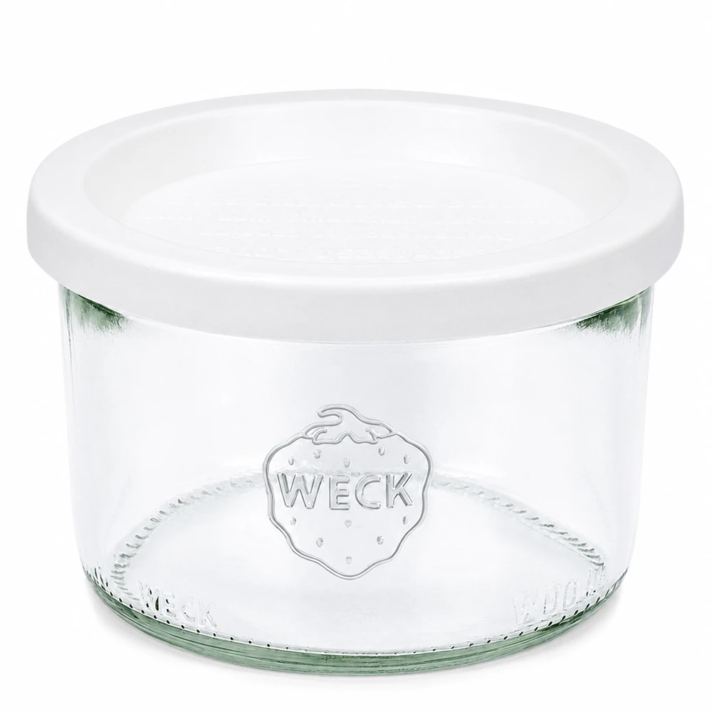 200ml Krossade glasögon med färskhetslock WECK RR80 WECK 200 ml murarburk med vitt lock RR80 konserveringsburk för sylt och konserver