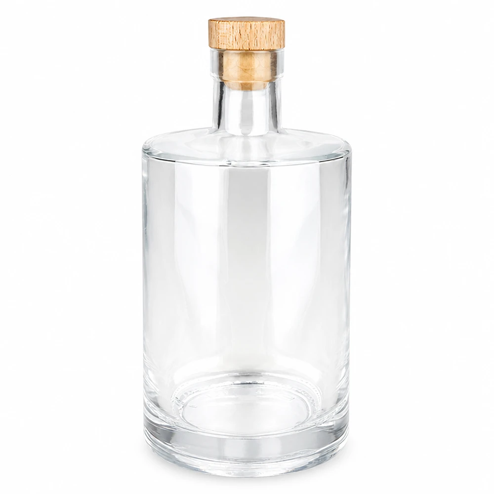 700 ml glasflaska Marie med träkork UNiTWIST® 700 ml glasflaska Marie med trähandtag kork UNiTWIST tom transparent på vit bakgrund