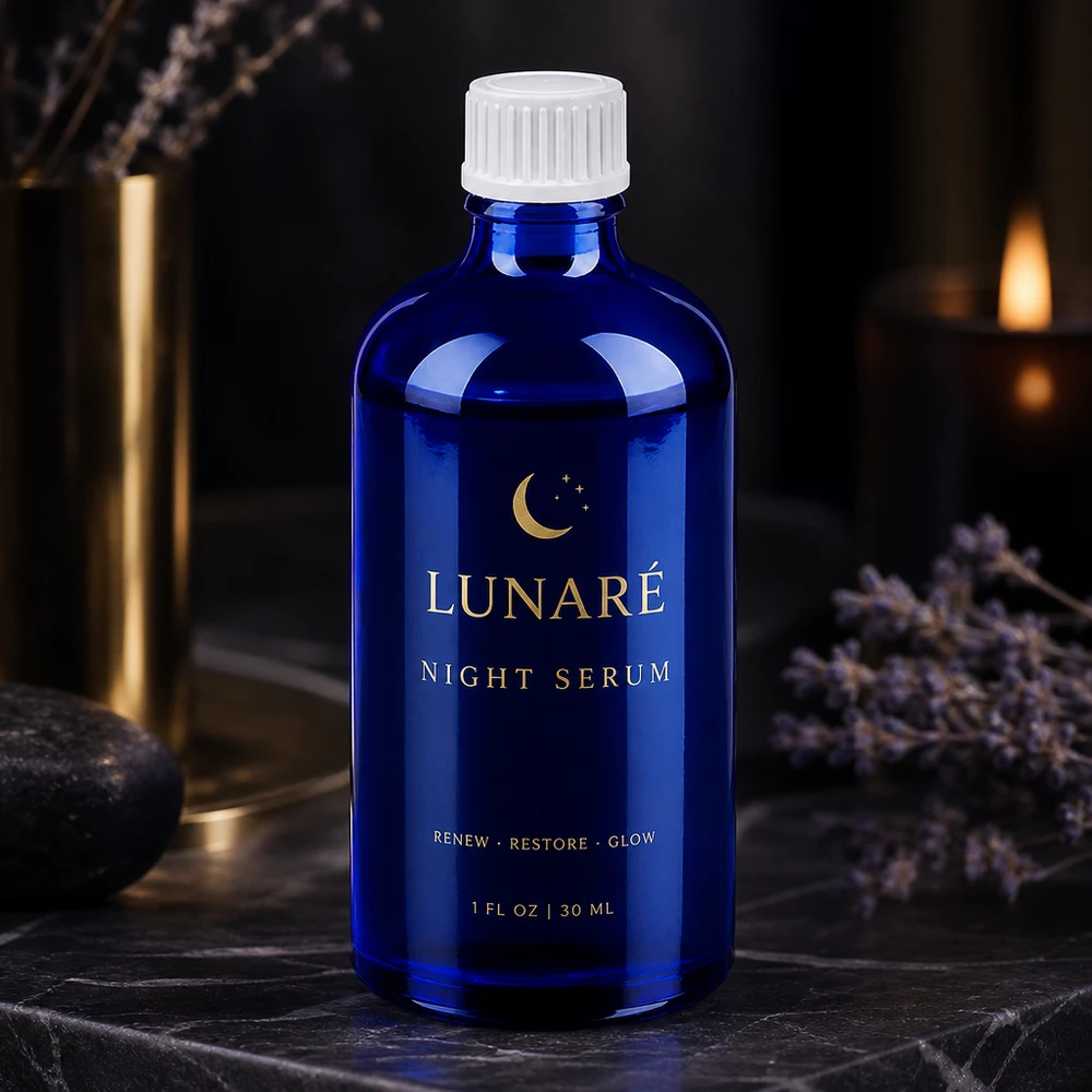 Apoteksflaska 100ml blå med vitt dropplock för eteriska oljor BlueLine UT18/100