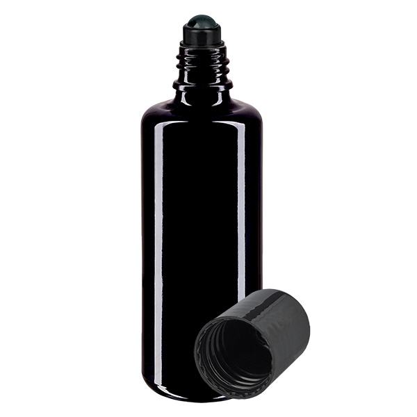 Apoteksflaska viol 100ml roll-on lock svart Apoteksflaska viol 100ml roll-on lock svart