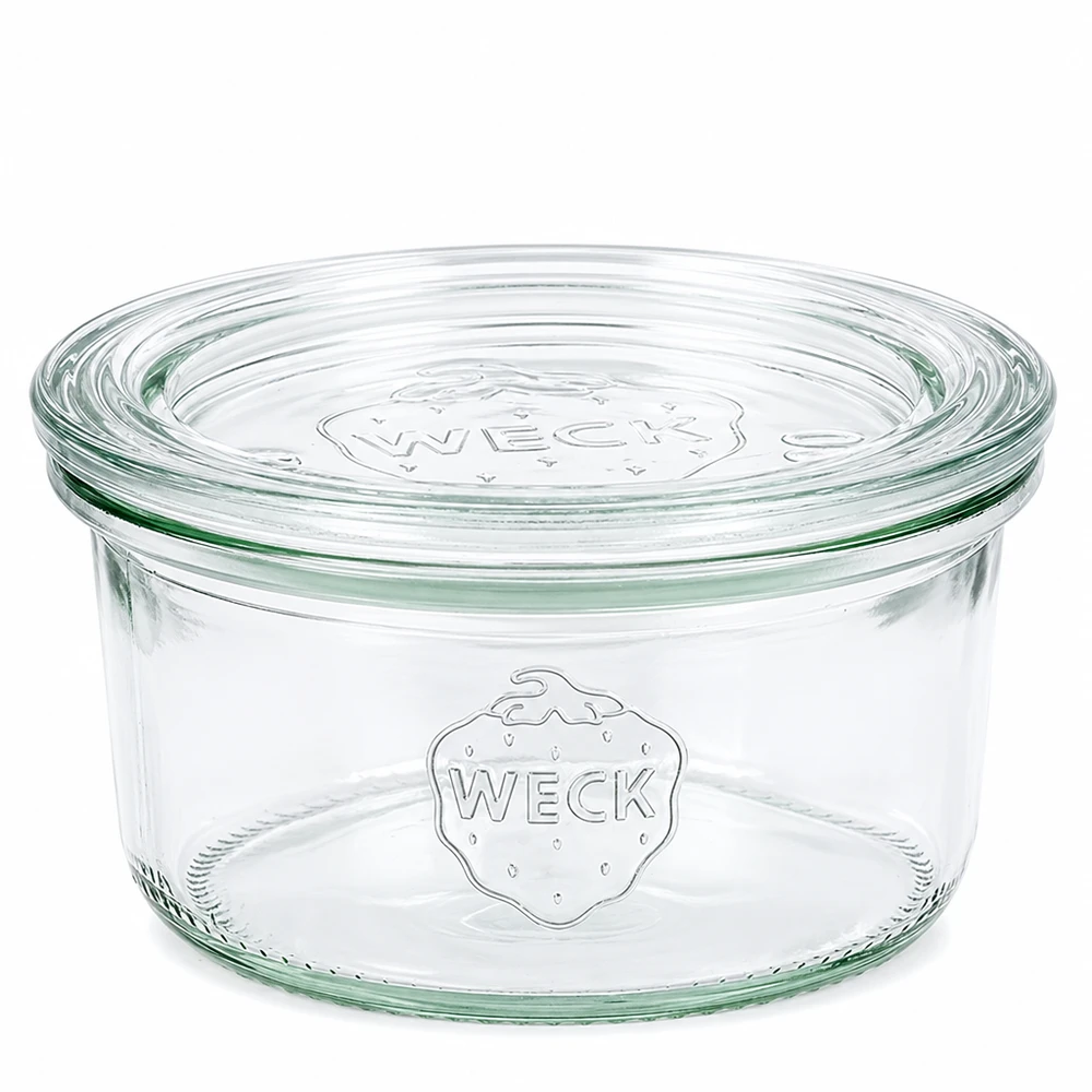 165ml Krossade glasögon med glaslock WECK RR80 WECK 165 ml murarburk med glaslock RR80 Transparent murarburk för konservering och förvaring