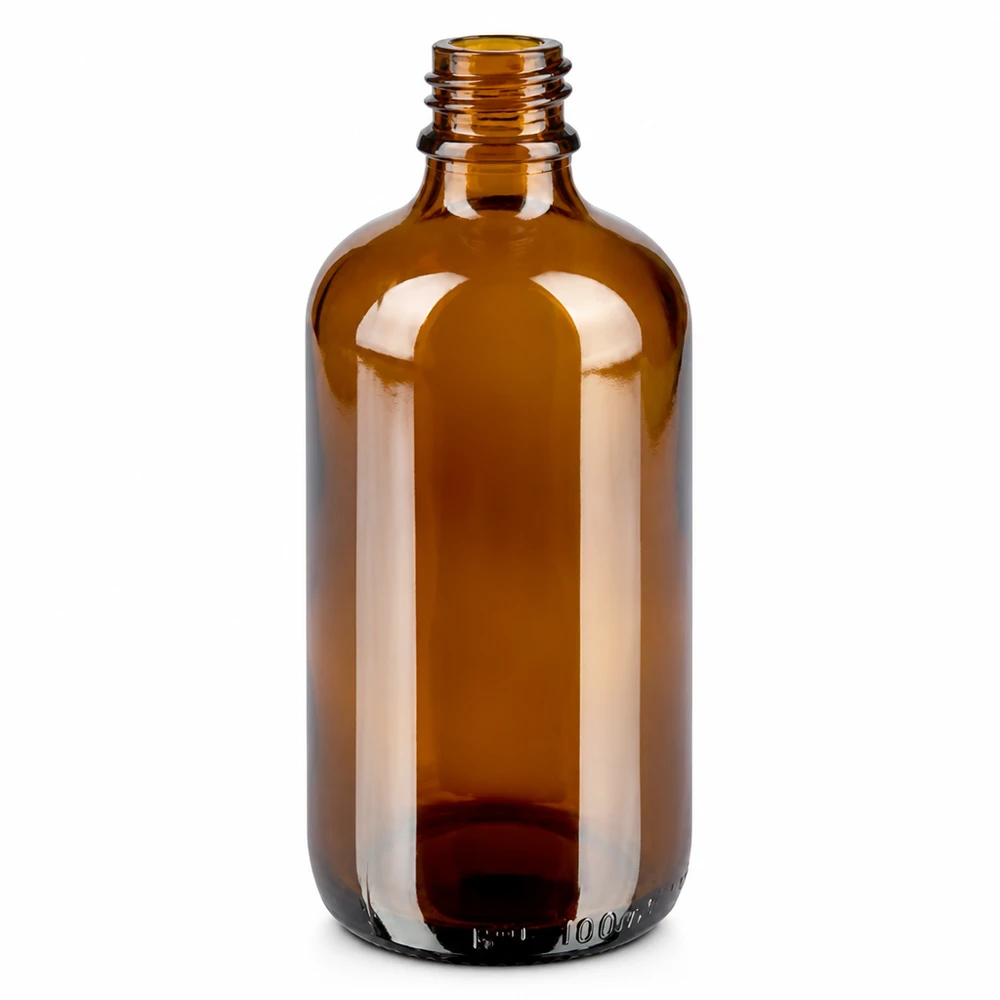 100ml Sprayflaska gul/transparent standardlock BrownLine UT18/100 Brun glasflaska 100 ml med skruvgänga för spraytillbehör och kosmetiska applikationer