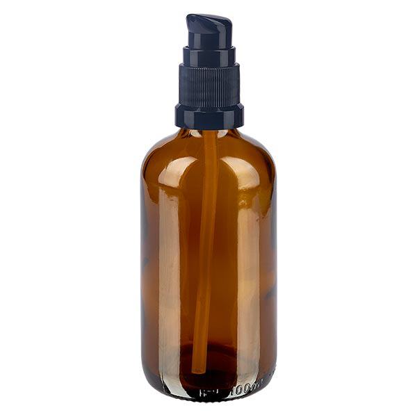 Apoteksflaska brun 100ml pumplock svart standard Apoteksflaska brun 100ml pumplock svart standard