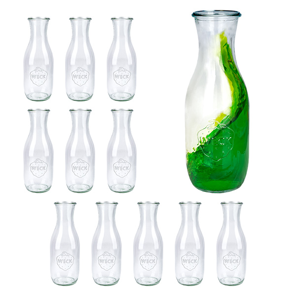 Set med 12 burkar Weck 1062 ml juiceflaska. Set med 12 burkar Weck 1062 ml juiceflaska.